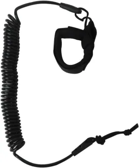 10FT Powerful Coiled SUP Leash with 5mm Urethane Cord, Surfboard Leash Sup Leg Rope Strap Stand Up Paddleboard Leash - Black