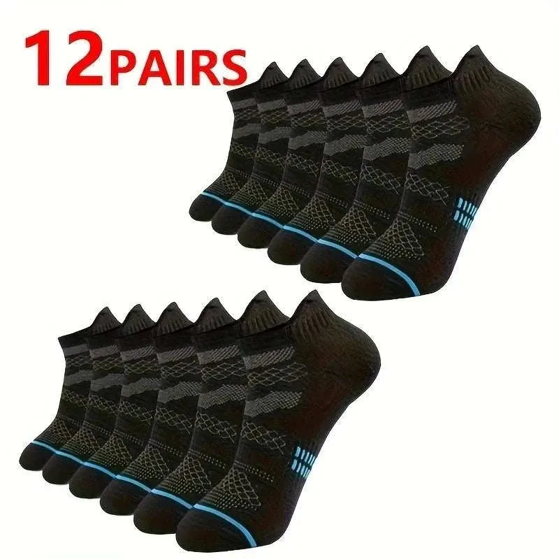 12 Pairs Men's and Women's Sports Casual Short Boat Socks