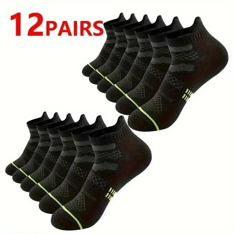 12 Pairs Men's and Women's Sports Casual Short Boat Socks