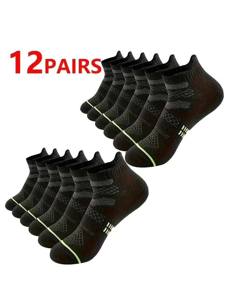 12 Pairs Men's and Women's Sports Casual Short Boat Socks