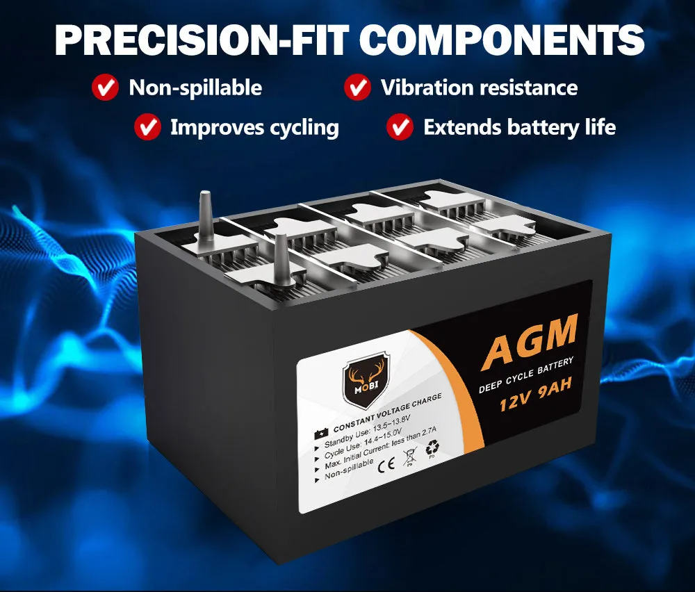 12V 9AH AGM Battery Deep Cycle Battery AMP Lead Acid SLA Solar Power