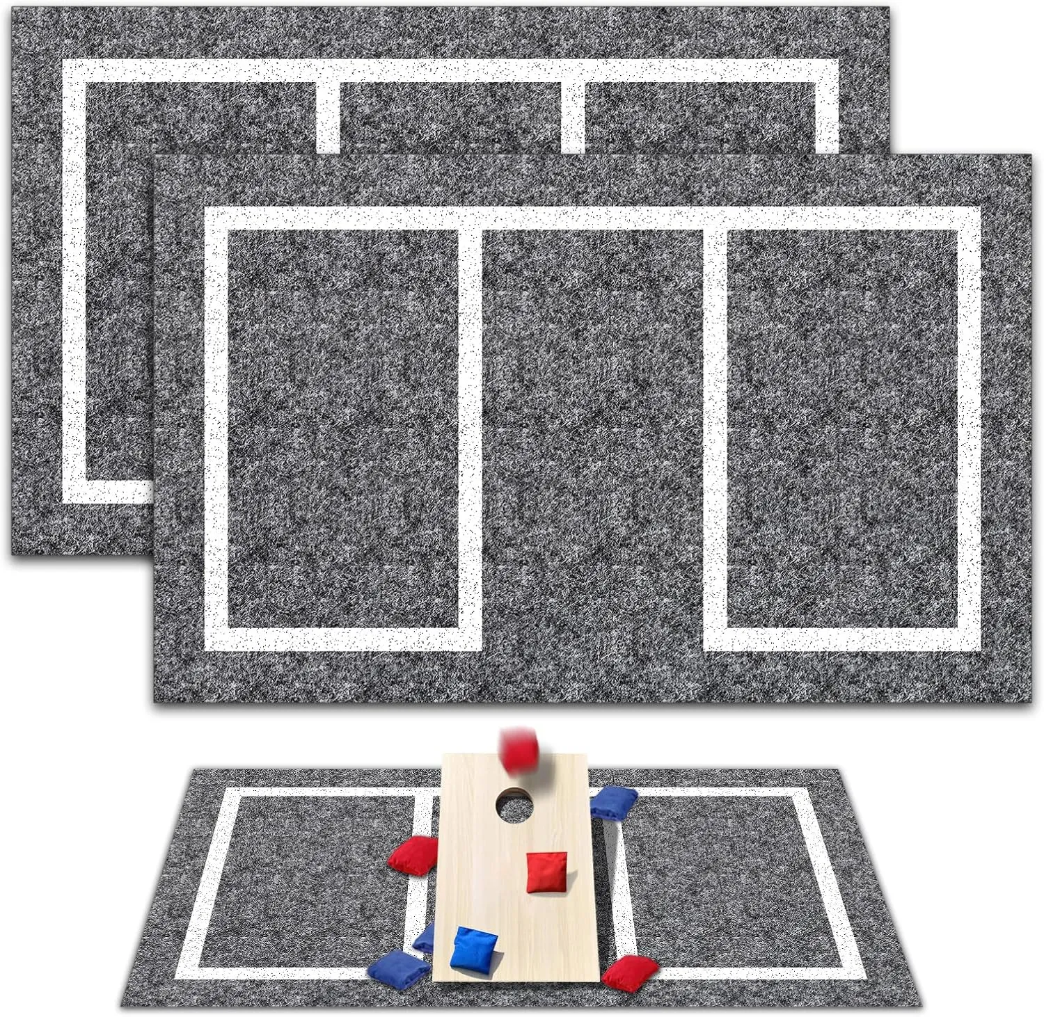 2 pcs 5 x 8 FT Cornhole Mat Durable Cornhole Pitch Pads with Waterproof Backing Felt Surface for Board Stability & Toss Bag Protection Outdoor Playing Surface for Backyard Tailgating & Lawn Games