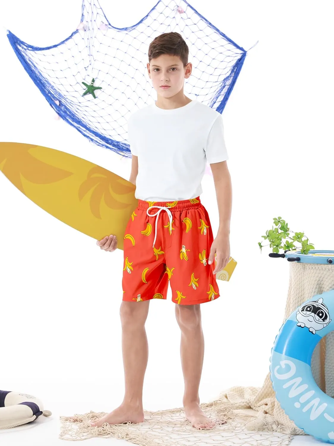 3/1 Pack Boys Swim Trunks UPF 50  Swim Shorts Kid Board Shorts with Mesh Lining Quick Dry Beachwear Swimsuit
