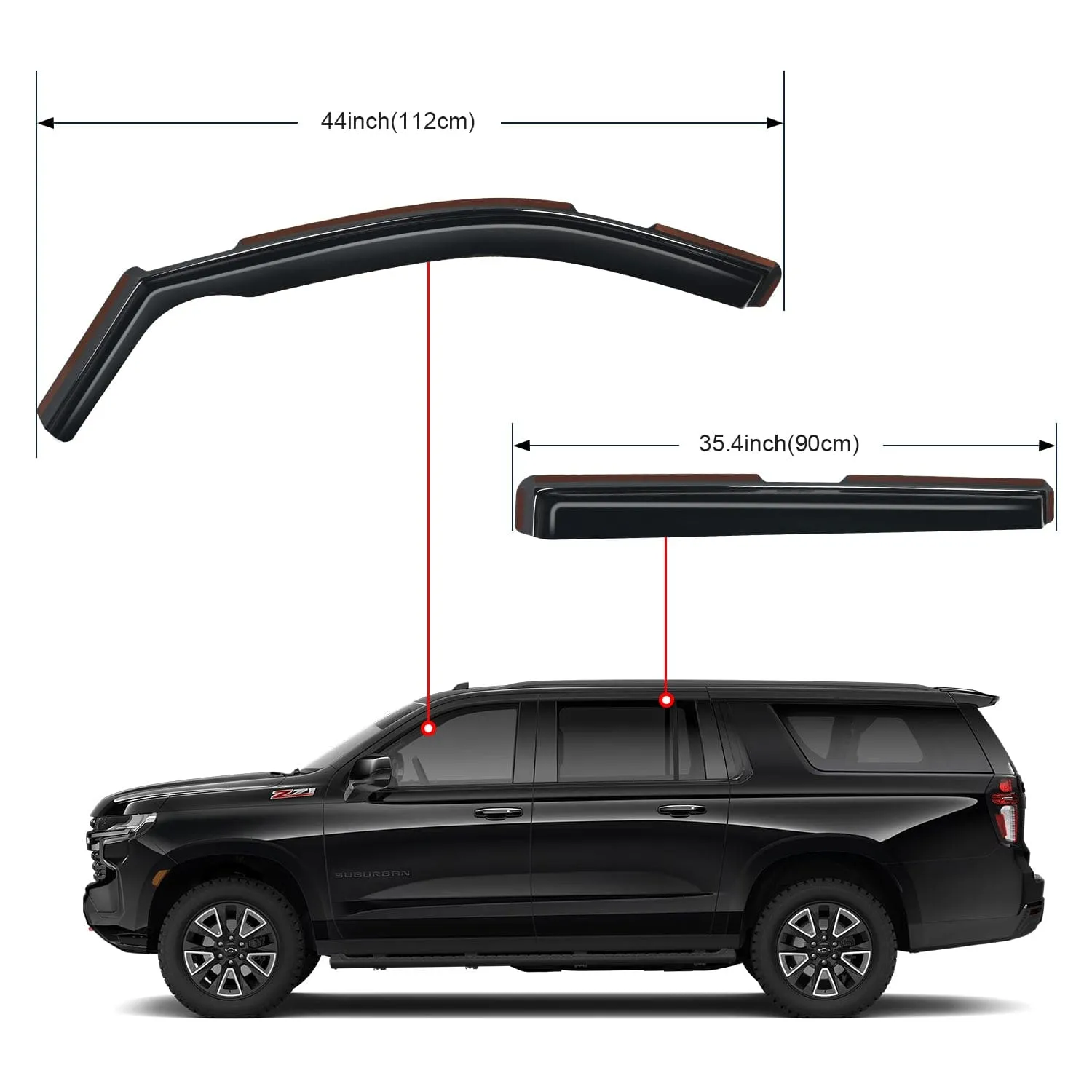 4pcs Durable in Channel Rain Guards for Chevy Suburban 2021-2025
