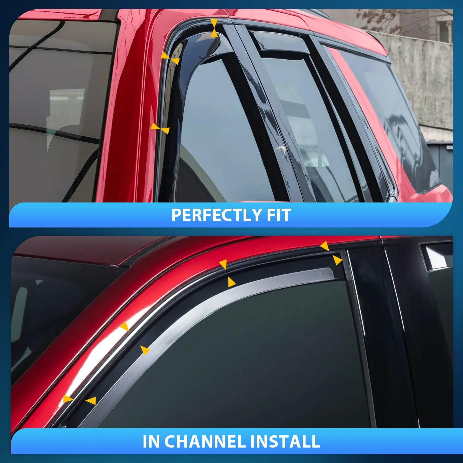 4pcs Durable in Channel Rain Guards for Chevy Suburban 2021-2025