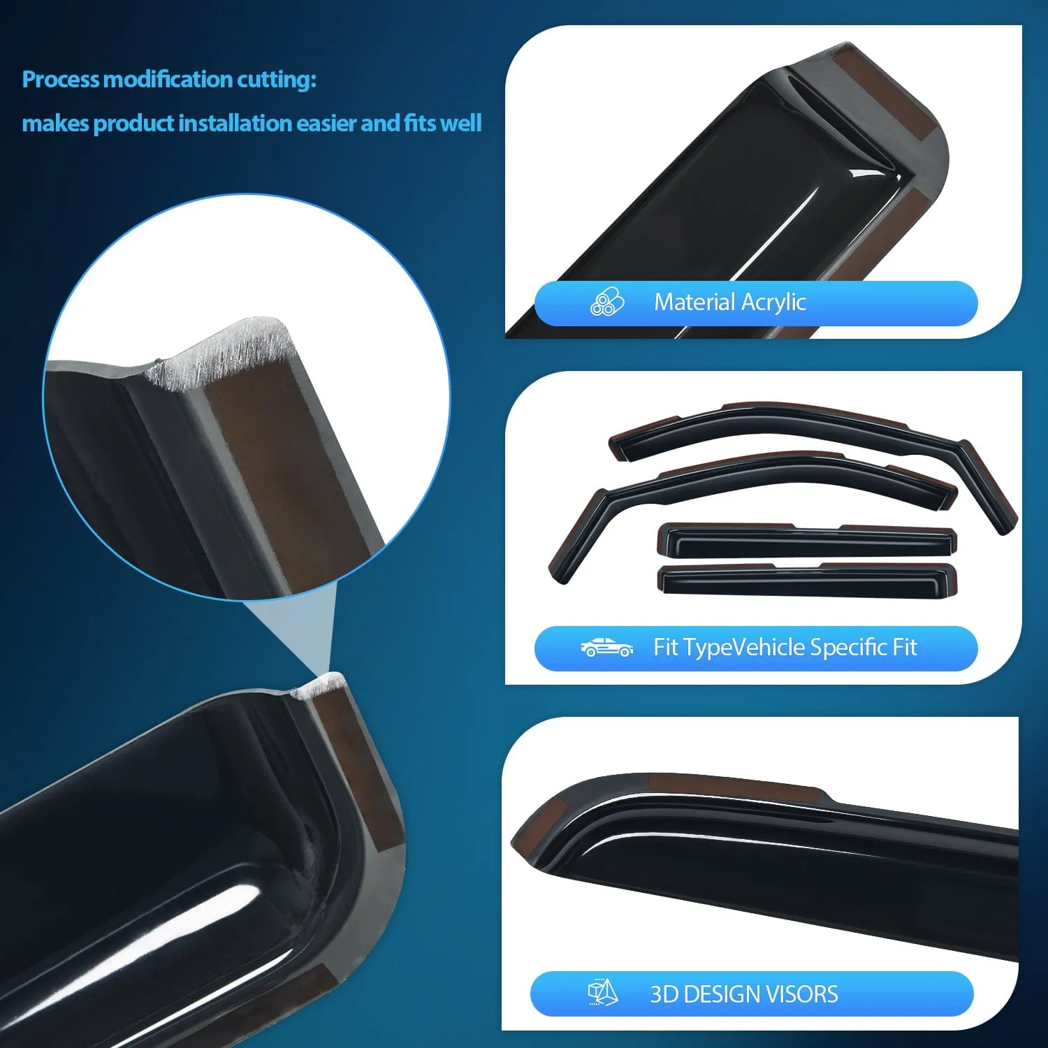 4pcs Durable in Channel Rain Guards for Chevy Suburban 2021-2025