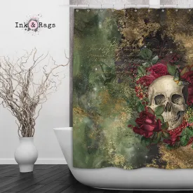 Antidote for Poison Red Rose Skull Butterfly Shower Optional Curtains and Bath Mats