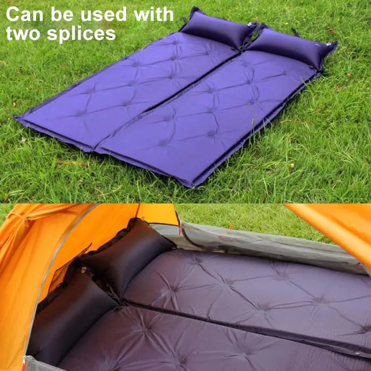 Automatic Inflatable Sleeping Pad Moisture Proof Pad with Pillow(Purple)