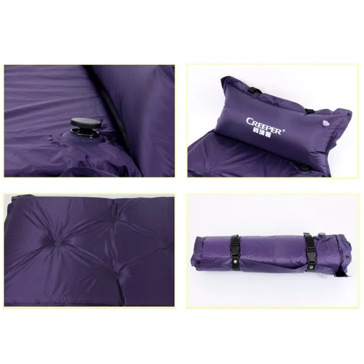 Automatic Inflatable Sleeping Pad Moisture Proof Pad with Pillow(Purple)