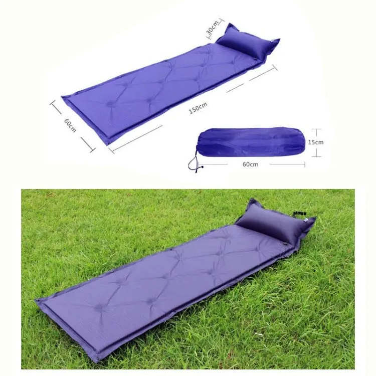 Automatic Inflatable Sleeping Pad Moisture Proof Pad with Pillow(Purple)