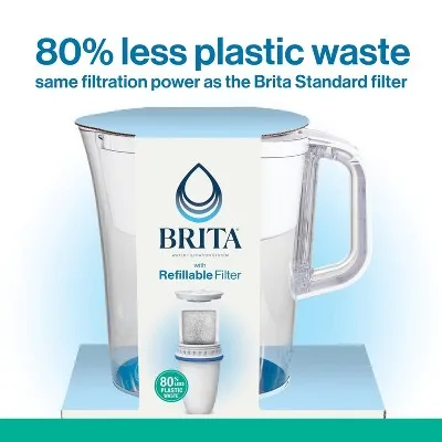 Brita Water Filter 10-Cup Tahoe Water Pitcher Dispenser with Refillable Water Filter - White