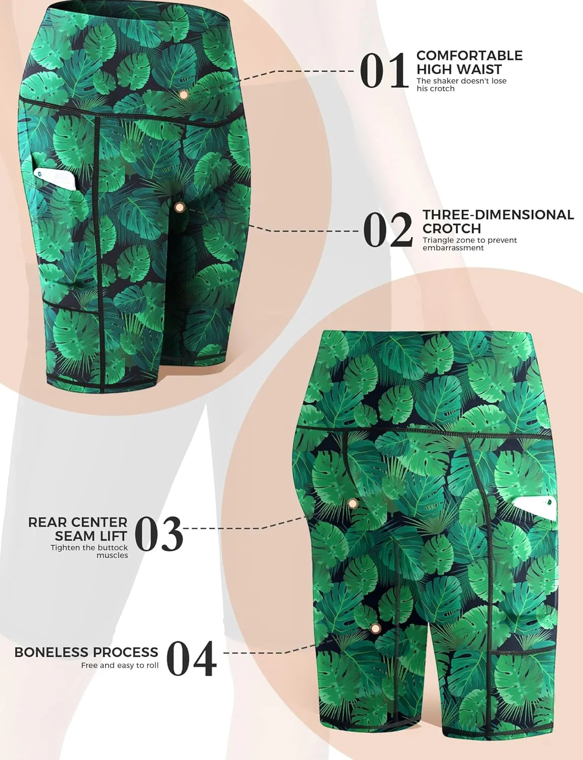 Buauty High-Waisted Women's 12" Swim Shorts with Liner UPF50  Board Shorts with Pockets Quick Dry Swimsuit Bottom