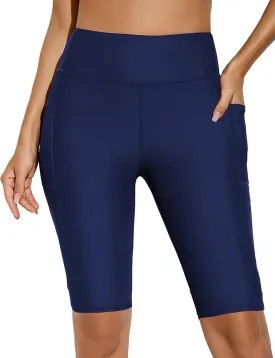 Buauty High-Waisted Women's 12" Swim Shorts with Liner UPF50  Board Shorts with Pockets Quick Dry Swimsuit Bottom