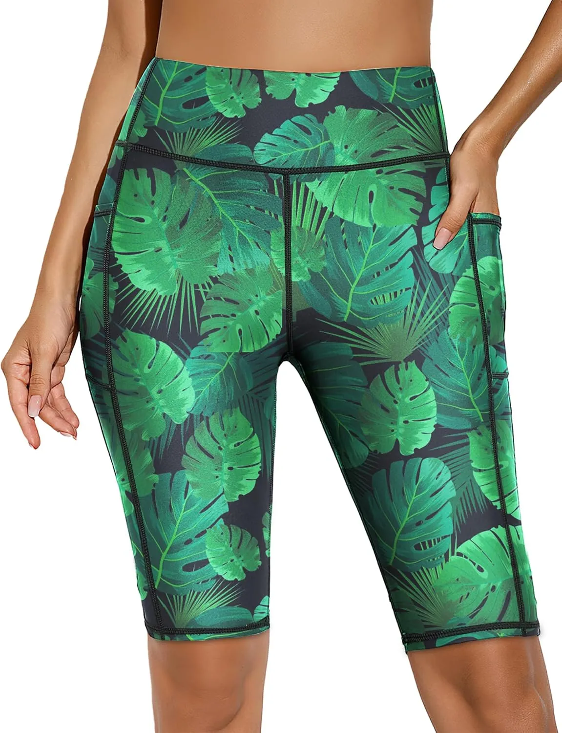 Buauty High-Waisted Women's 12" Swim Shorts with Liner UPF50  Board Shorts with Pockets Quick Dry Swimsuit Bottom
