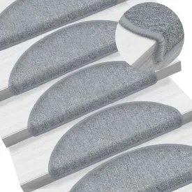 Carpet Stair Treads 15 pcs Light Grey 65x24x4 cm