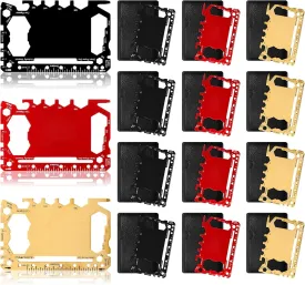Cholemy 12 Pcs Credit Card Wallet Multitool 46 in 1 Metal Stainless Steel Survival Pocket Tool Bottle Opener MultiPurpose for Husband Boyfriend Adults Men (Black,Red,Gold)