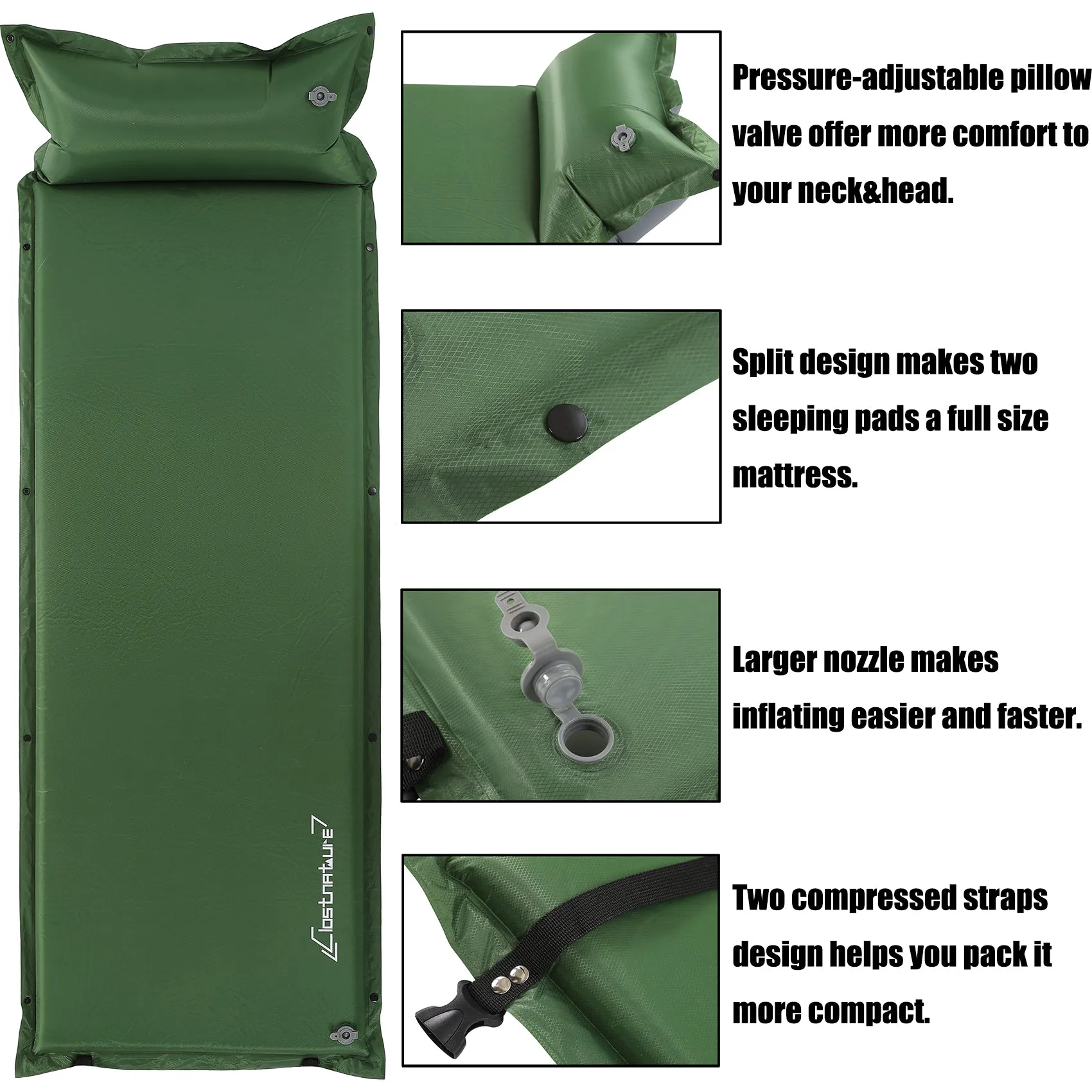 Clostnature Self Inflating Camping Mat - 2 inch/5cm Lightweight Inflatable Sleeping Mat