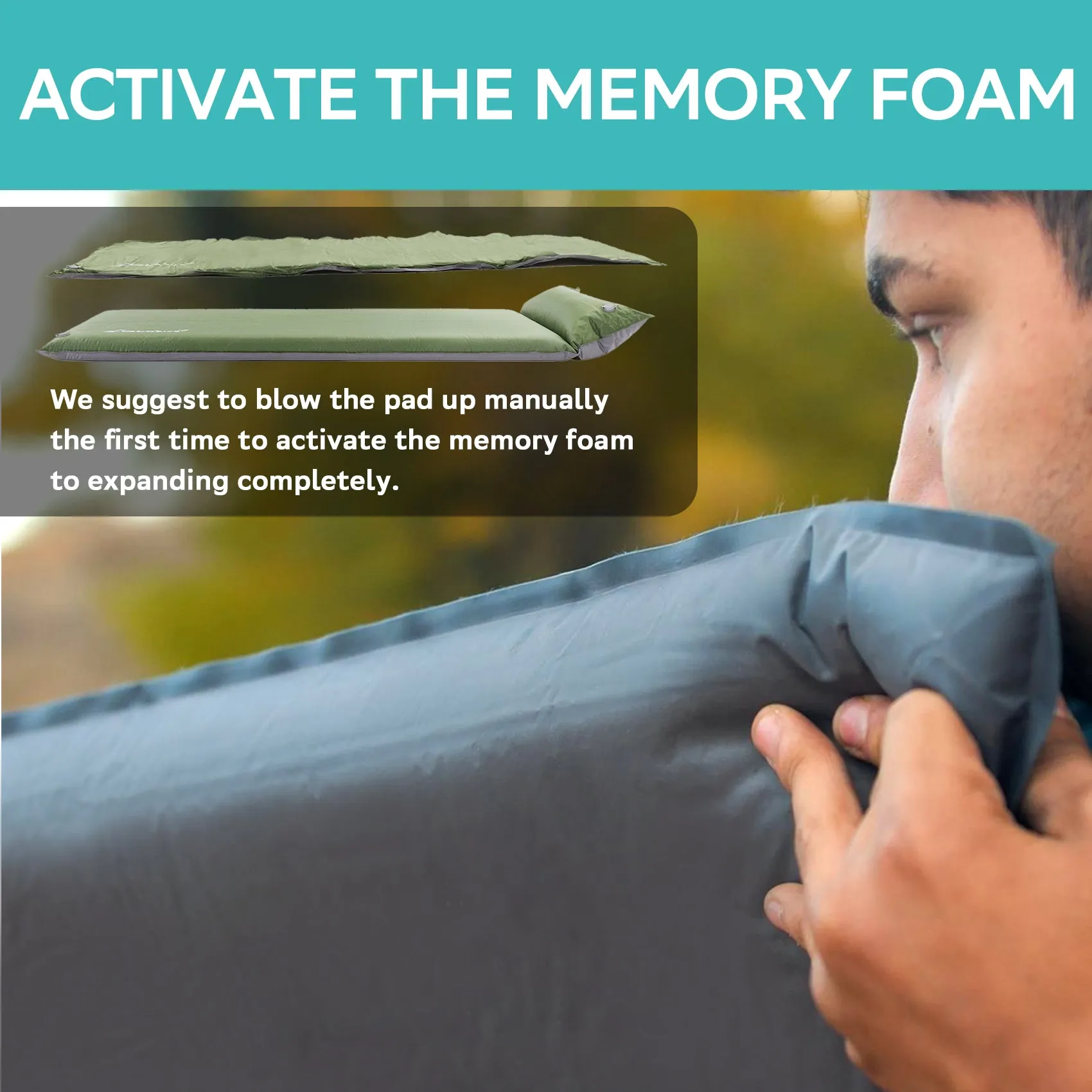 Clostnature Self Inflating Camping Mat - 3 inch/7.6 cm Camping Pad, Lightweight Inflatable Sleeping Mat