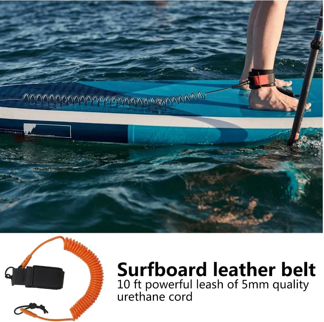 Coiled SUP Leash 10 FT Surfboard Leash Sup Leg Rope Strap Stand Up Paddleboard Leash Suitable for Stand Up Paddling, Surfing and Kayaking - Orange