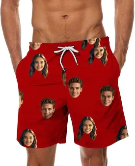 Custom Shorts for Men Swim Trunks with Faces Personalized Funny Gifts Vacation Bathing Suit Beach Board Swim Shorts