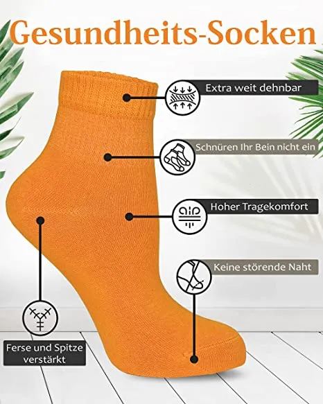 Diabetic Bamboo Lycra Socks for Women - Ankle High - Business & Leisure - Pregnant & Seniors - 4 Pairs