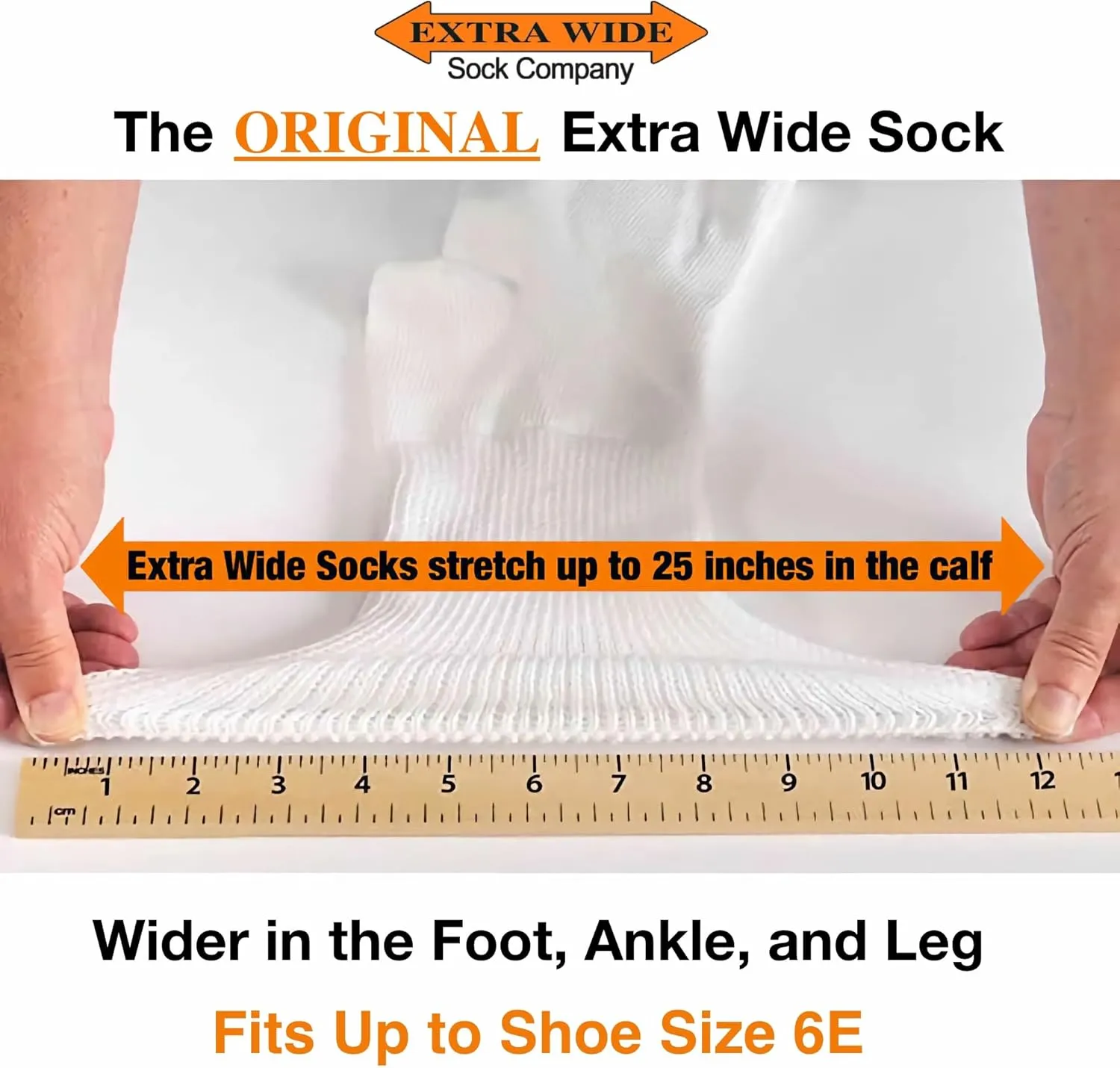 Extra Wide Comfort Fit Athletic Crew (Mid-Calf) Socks for Men and Women, For Wide Feet Pick your size, Do not size up