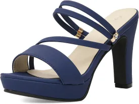 getmorebeauty Women's Chunky High Heels Slingback Sandals Open Toe Ankle Strap Slip On Platform Dress Shoes