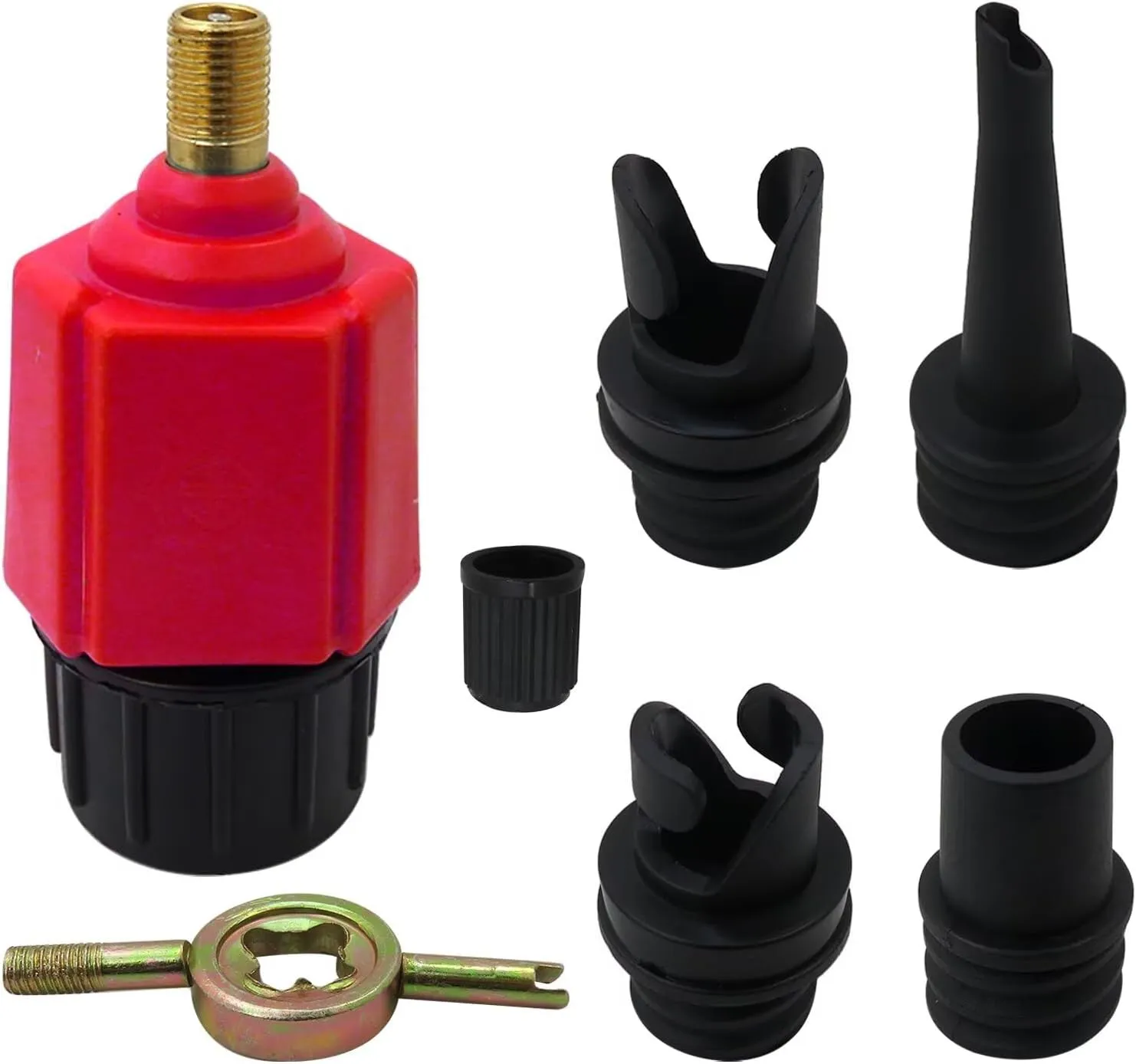 Inflatable Pump Air Valve Converter with 4 Air Valve Nozzles for Inflatable Boat, Stand Up Paddle Board, Inflatable Bed