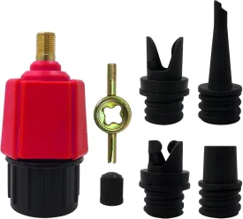 Inflatable Pump Air Valve Converter with 4 Air Valve Nozzles for Inflatable Boat, Stand Up Paddle Board, Inflatable Bed