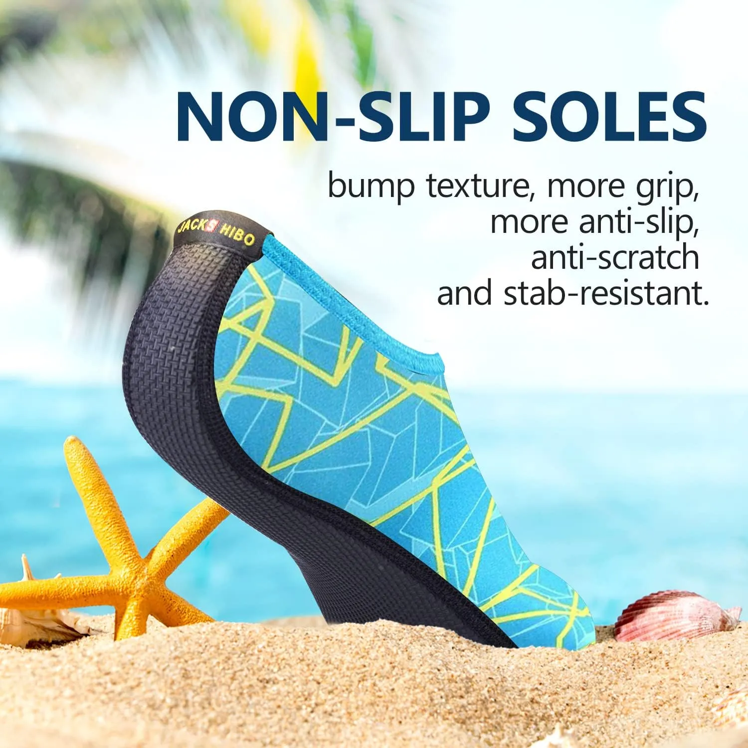 JACKSHIBO Water Shoes for Women Men Swim Shoes Water Socks for Cruise Essentials Swimming Aqua Beach Pool Yoga Surf