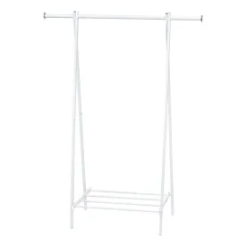 Metal Garment Rack with Slatted Shelf