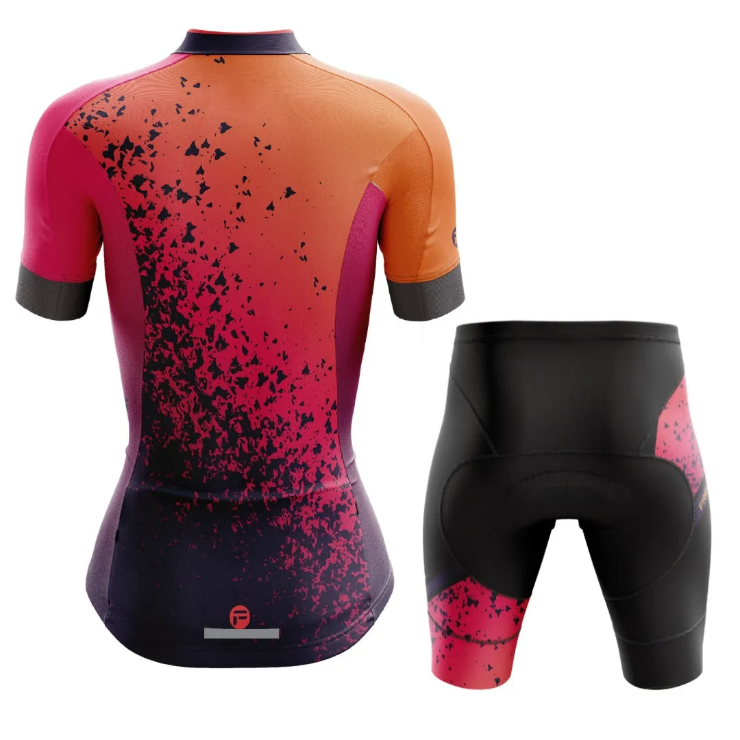 Orange Volcano | Women's Short Sleeve Cycling Set