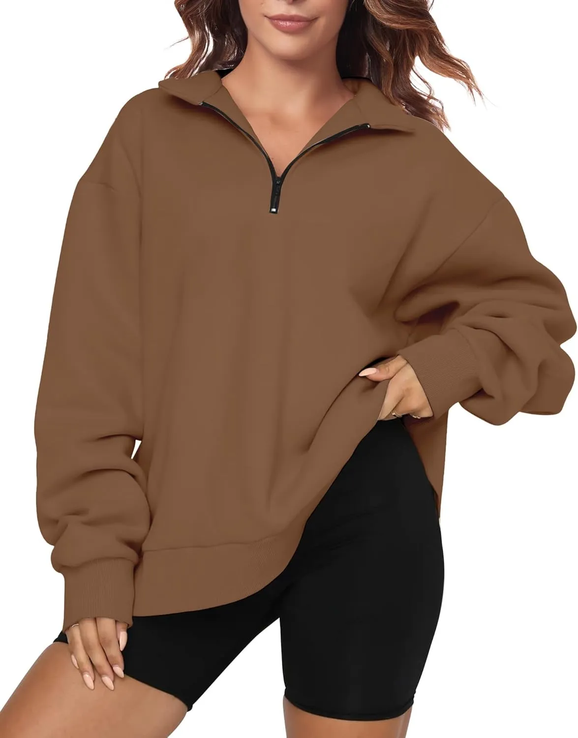 Oversized Sweatshirt for Womens Half Zip Pullover Top Casual Long Sleeve Fleece Sweatshirt