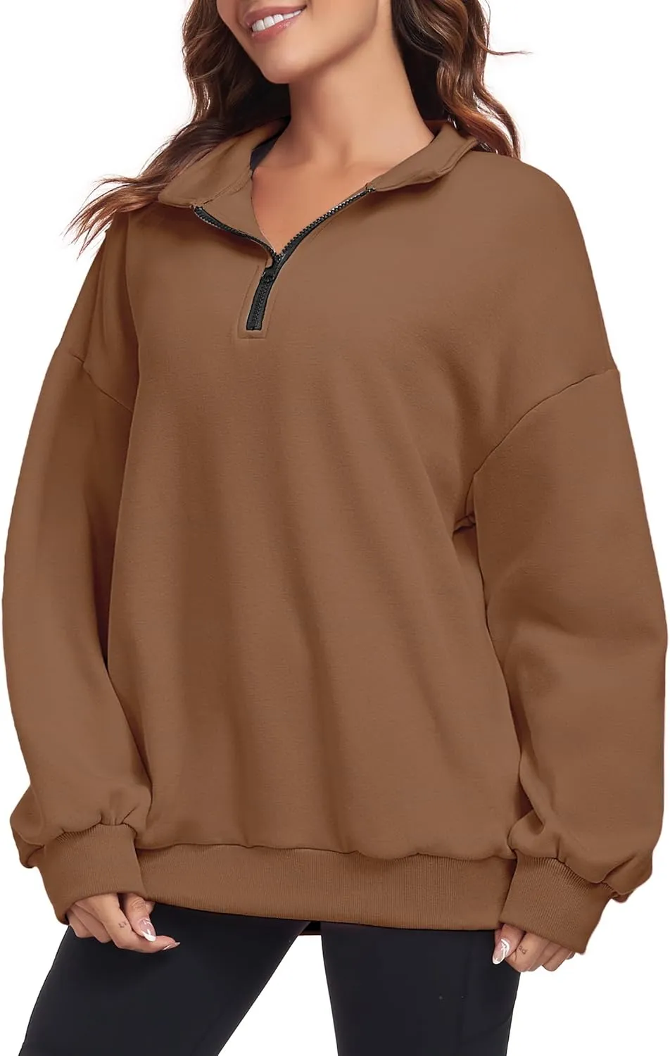 Oversized Sweatshirt for Womens Half Zip Pullover Top Casual Long Sleeve Fleece Sweatshirt