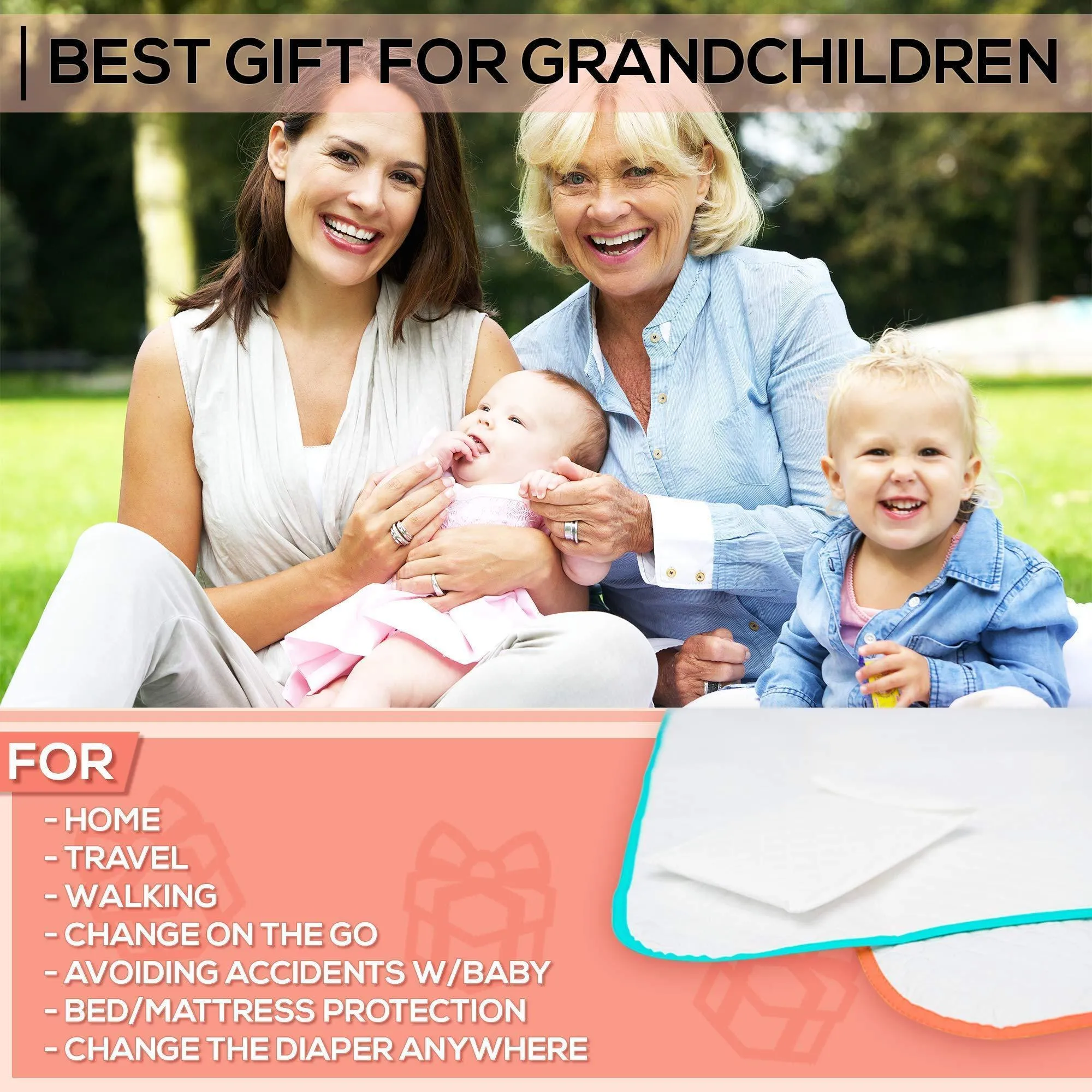 Portable Changing Pad Large Size 25.5 x31.5 inch 2 Pack Vinyl Waterproof Smooth