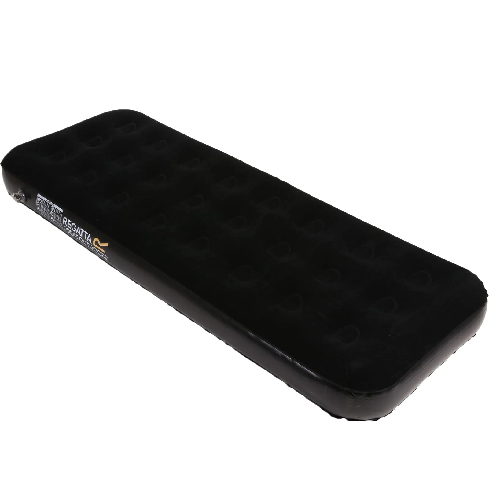 Regatta Flock Finish Camping Inflatable Single 185 x 75 x 21cm Airbed - Black