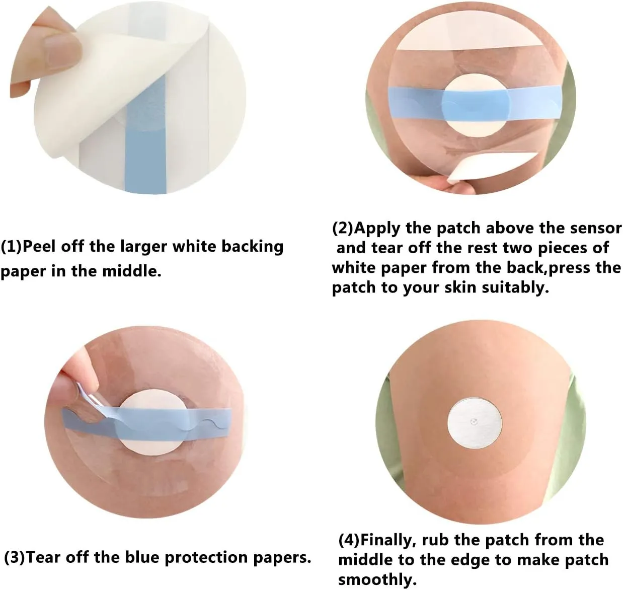 Sensor Covers for Libre 1/2, 55 Pack Waterproof Adhesive Patches,Transparent Tape Long Lasting-Without Hole-HECHUAN