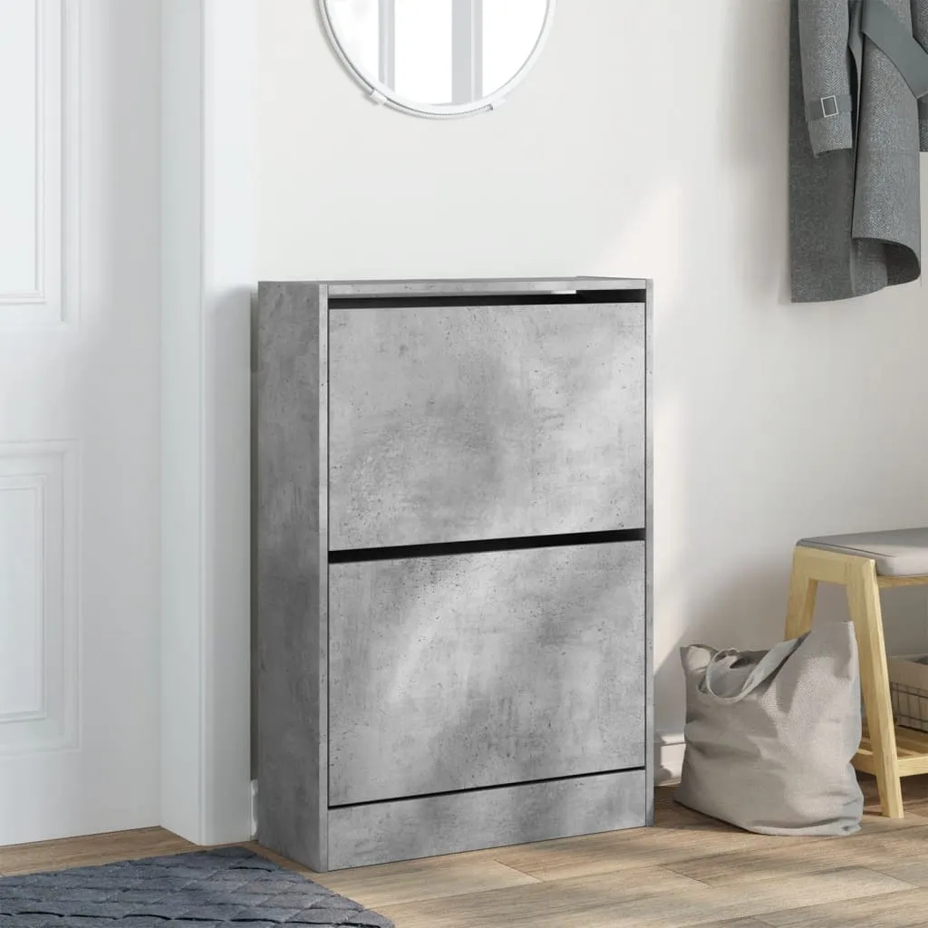 Shoe Cabinet Concrete Grey 60x21x87.5 cm Engineered Wood