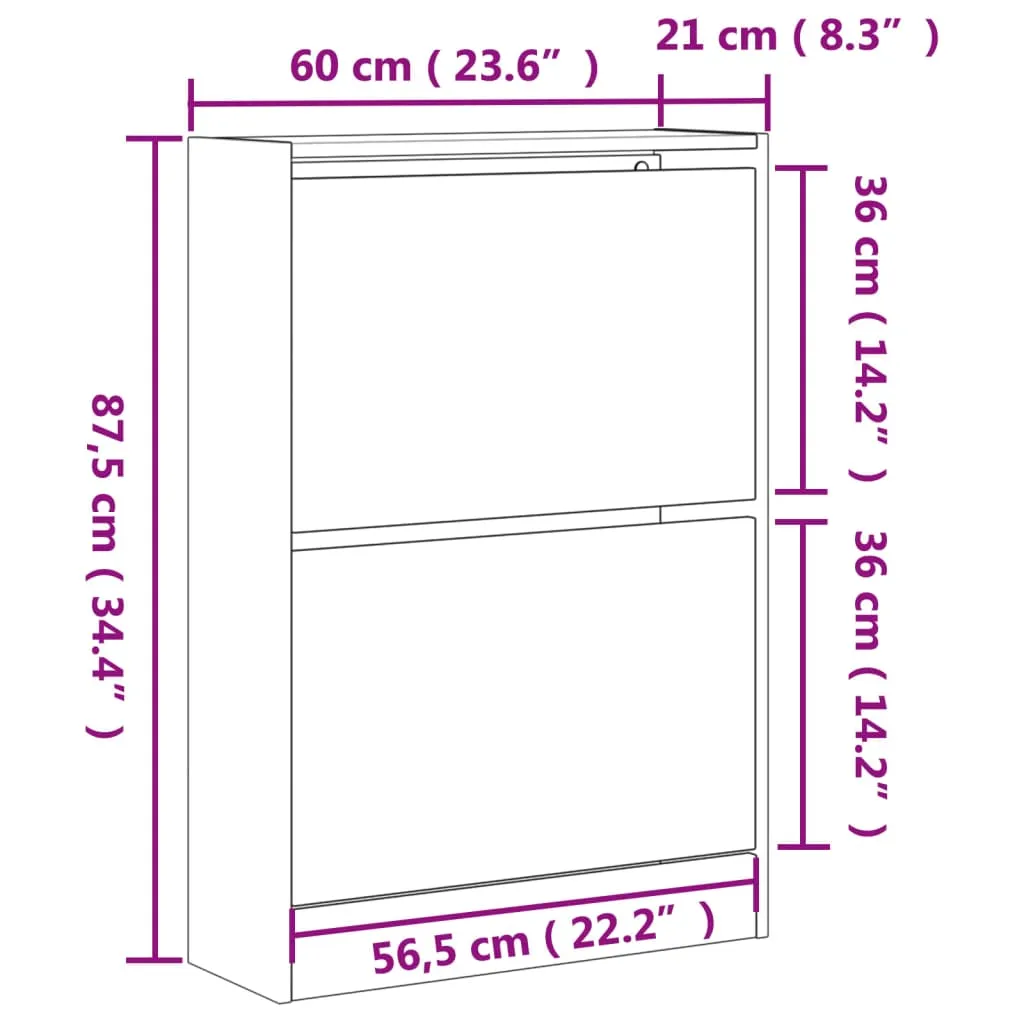 Shoe Cabinet Concrete Grey 60x21x87.5 cm Engineered Wood