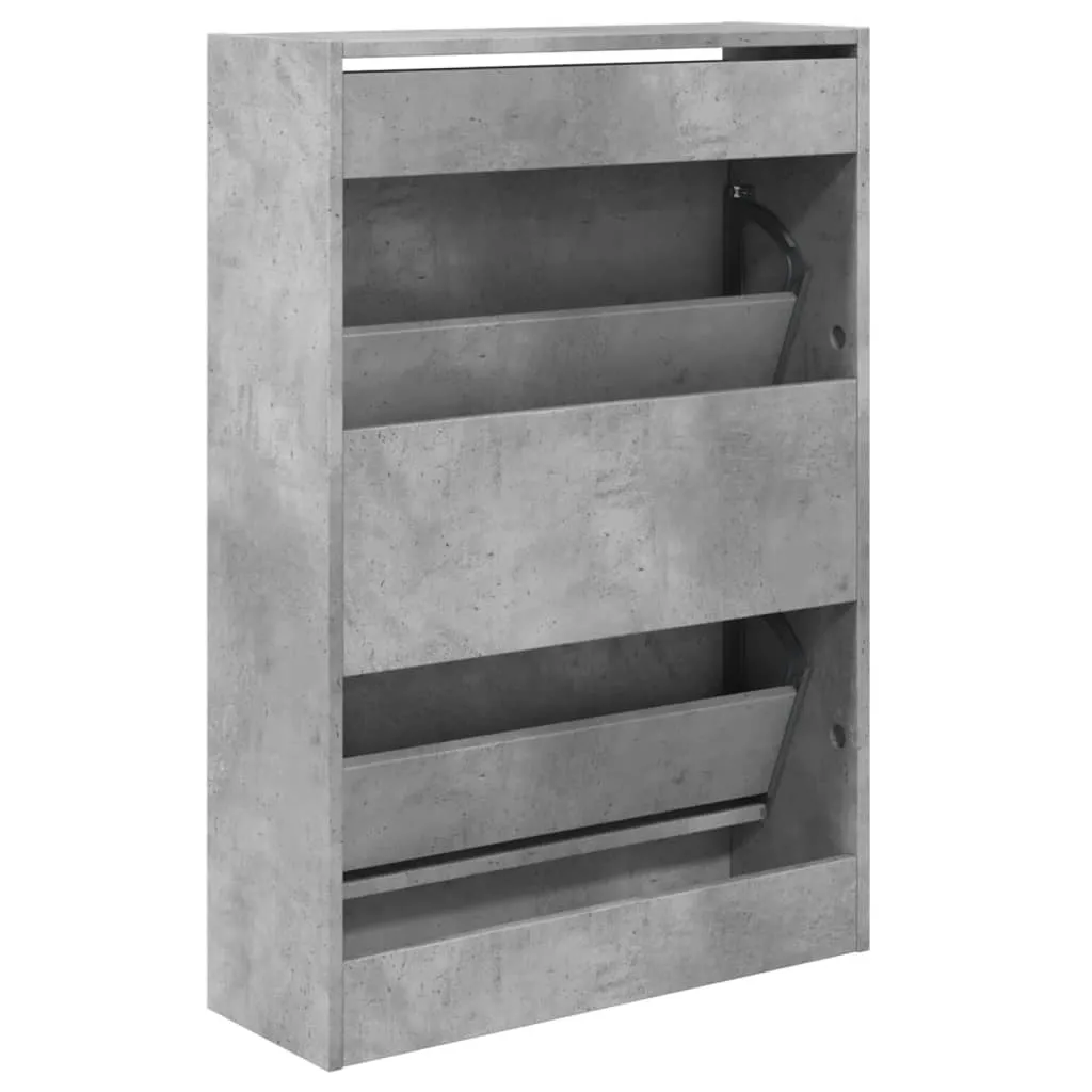 Shoe Cabinet Concrete Grey 60x21x87.5 cm Engineered Wood