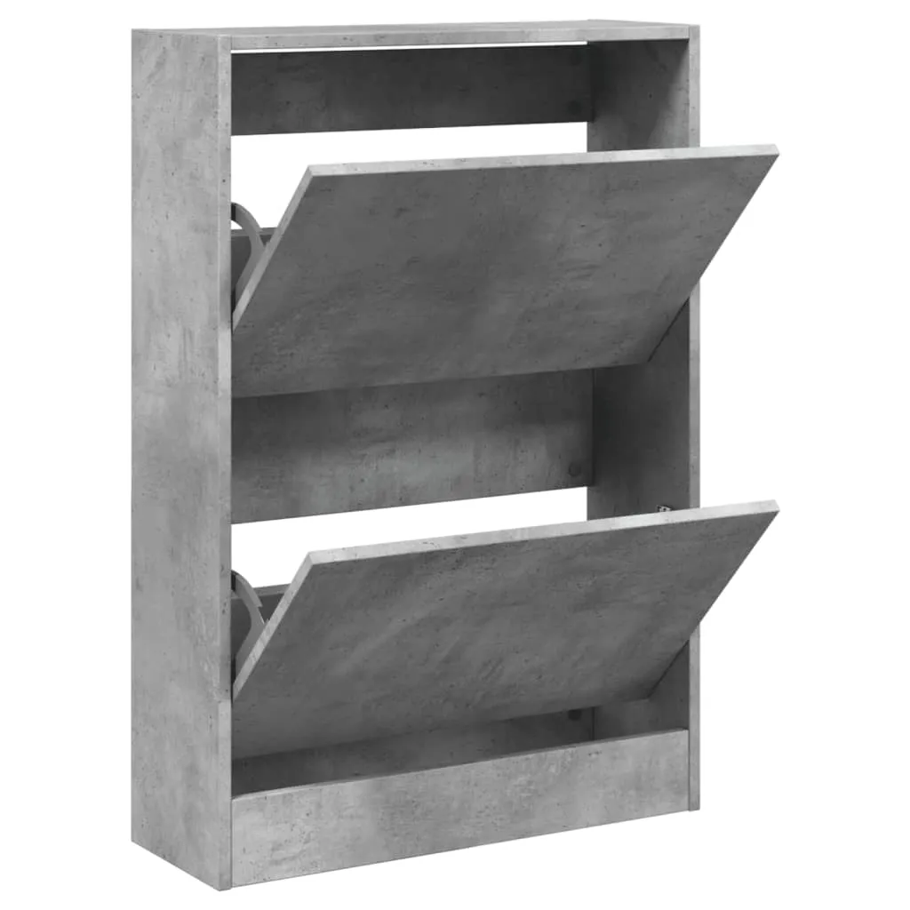 Shoe Cabinet Concrete Grey 60x21x87.5 cm Engineered Wood