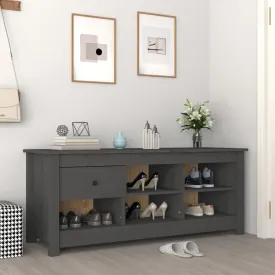 Shoe Cabinet Grey 110x38x45.5 cm Solid Wood Pine