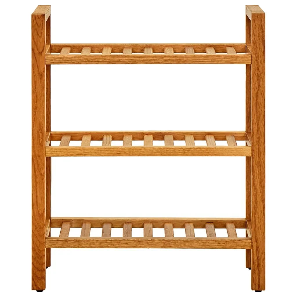 Shoe Rack with 3 Shelves 50x27x60 cm Solid Oak Wood