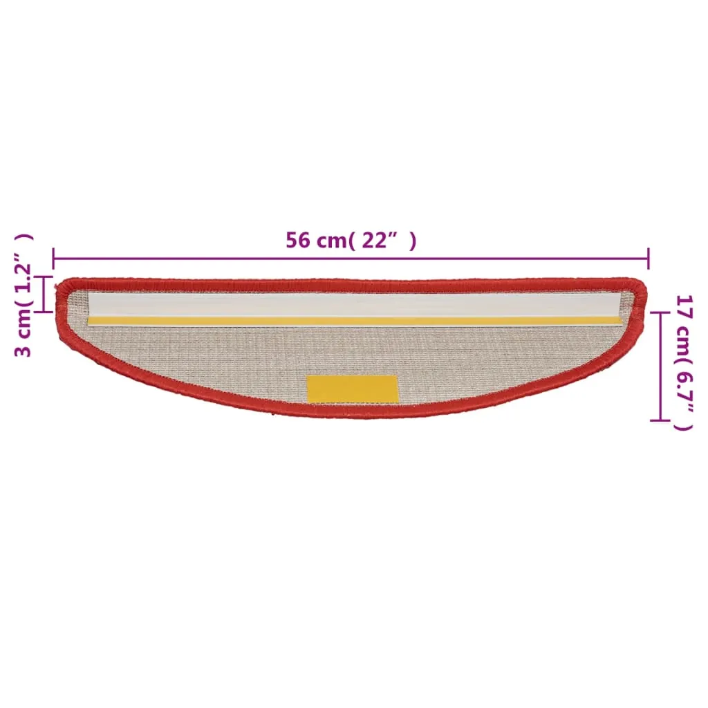 Stair Mats 10 pcs 56x17x3 cm Red