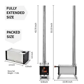 timeless Portable Winter Hot Tent Camping Wood Stove Bushcraft Firewood Stove w/Chimney