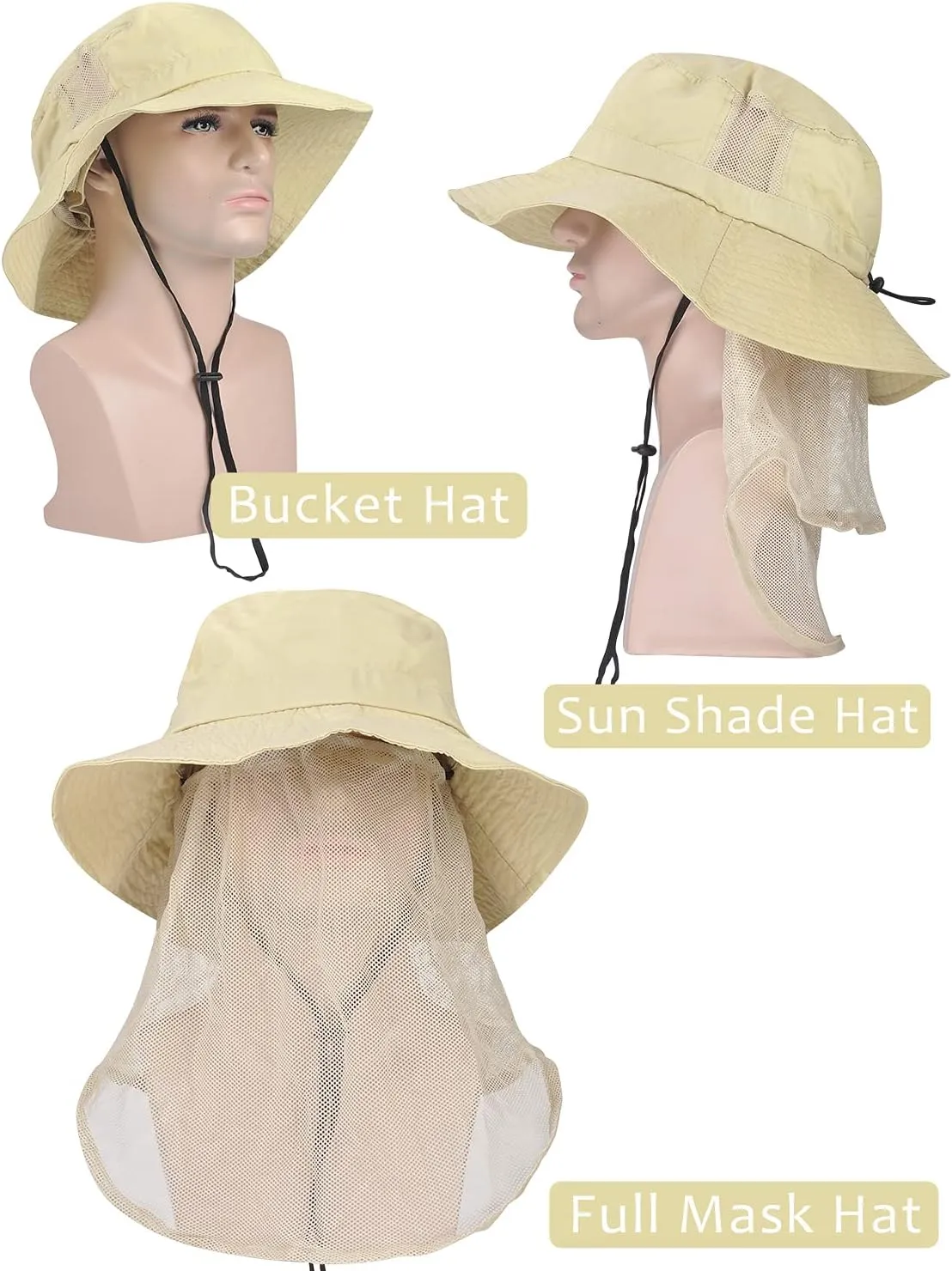 Tirrinia Neck Flap Sun Hat with Wide Brim,UPF 50  Hiking Safari Fishing Caps for Men Women, Ideal for Outdoor