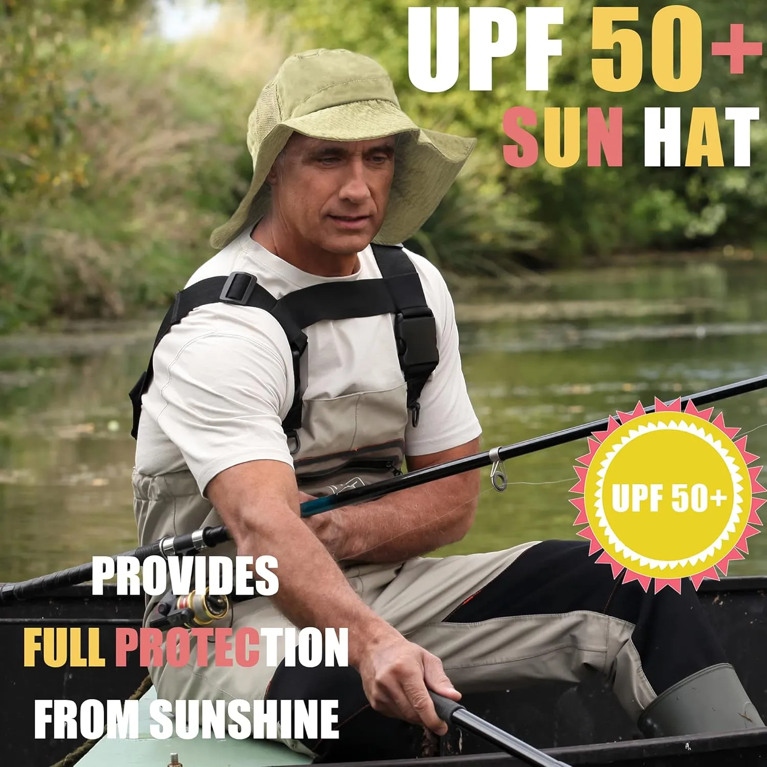 Tirrinia Neck Flap Sun Hat with Wide Brim,UPF 50  Hiking Safari Fishing Caps for Men Women, Ideal for Outdoor