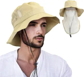 Tirrinia Neck Flap Sun Hat with Wide Brim,UPF 50  Hiking Safari Fishing Caps for Men Women, Ideal for Outdoor