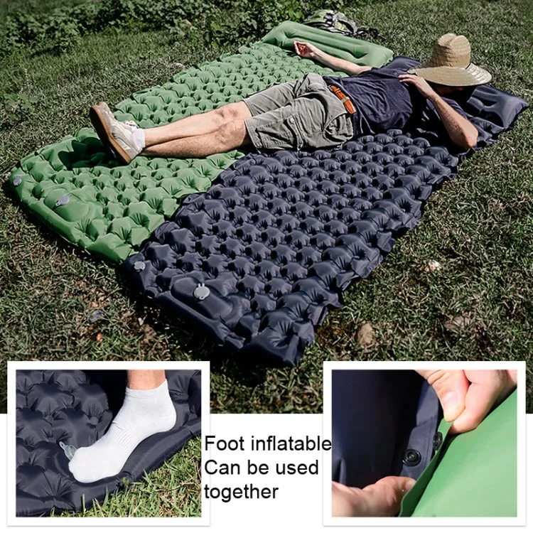 TPU Inflatable Sleeping Pad Camps Outdoor Waterproof Single Travel Cushion(Navy)