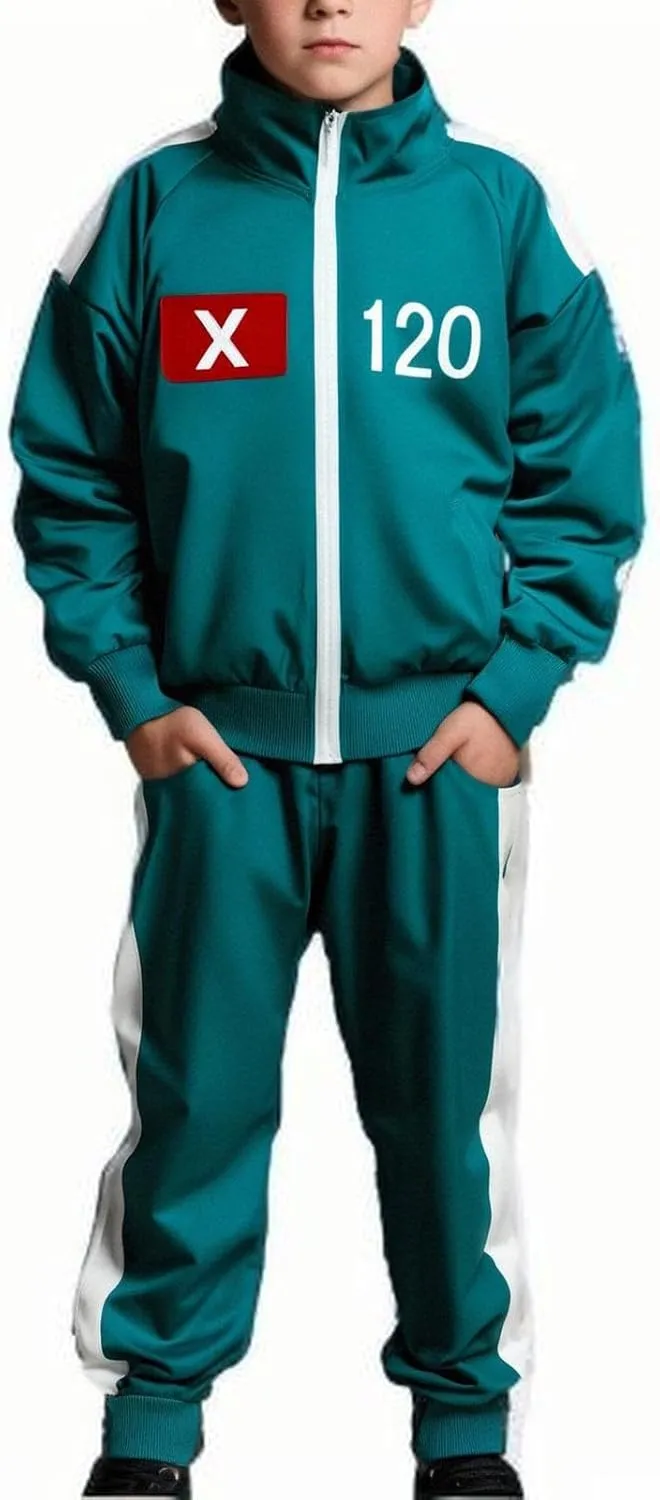 Tracksuit Costume Cosplay 2 Piece Unisex Korean Track Suit Set with Jacket & Joggers